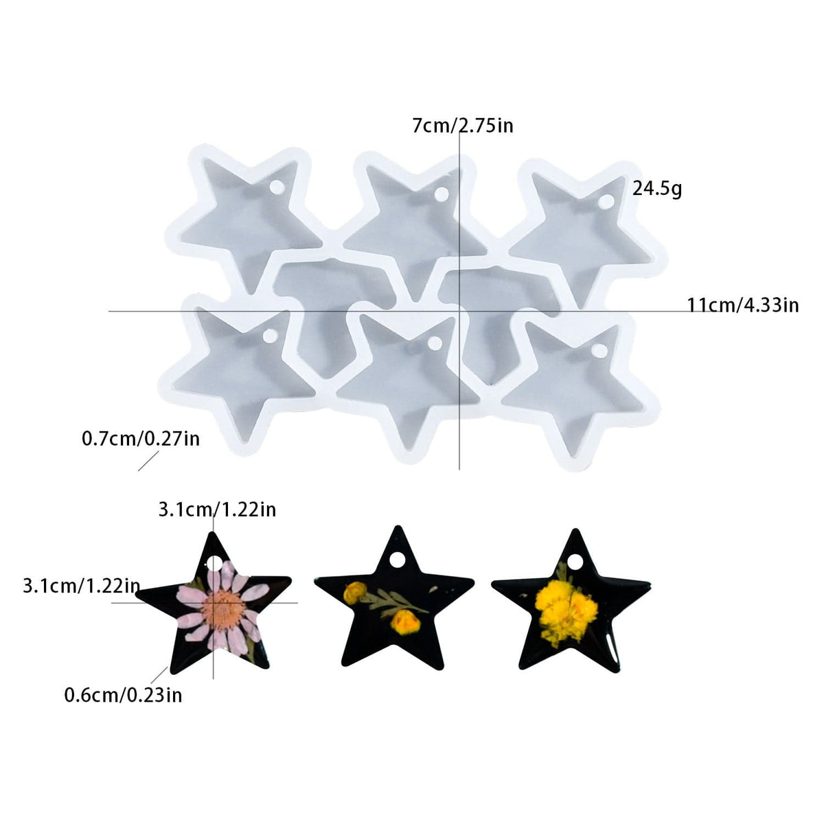 My Store Silicon Mould 6 Cavity Star Jewellery & Keychain Mould