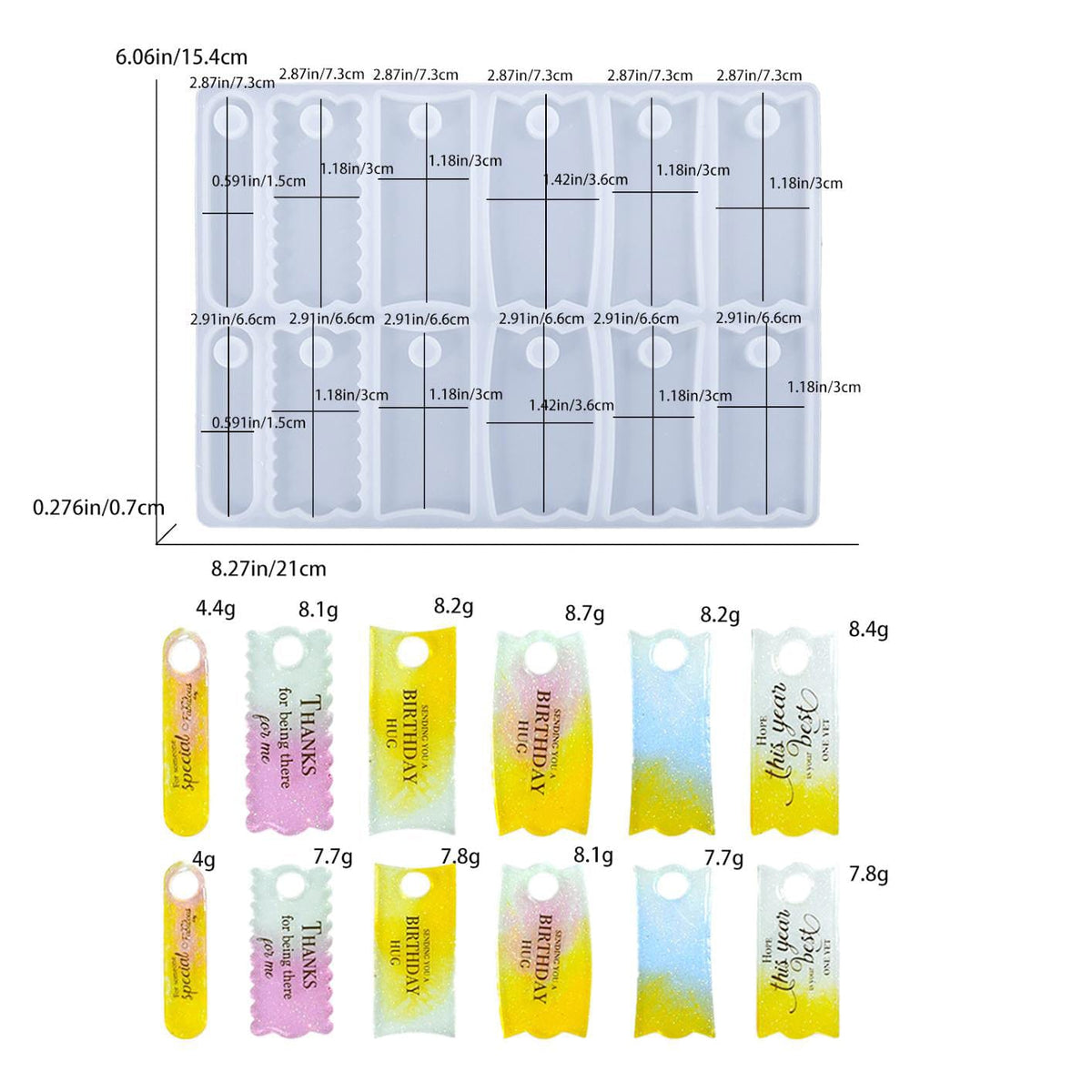 My Store Silicon Mould 12 Cavity Name Plate & Bookmark Mould
