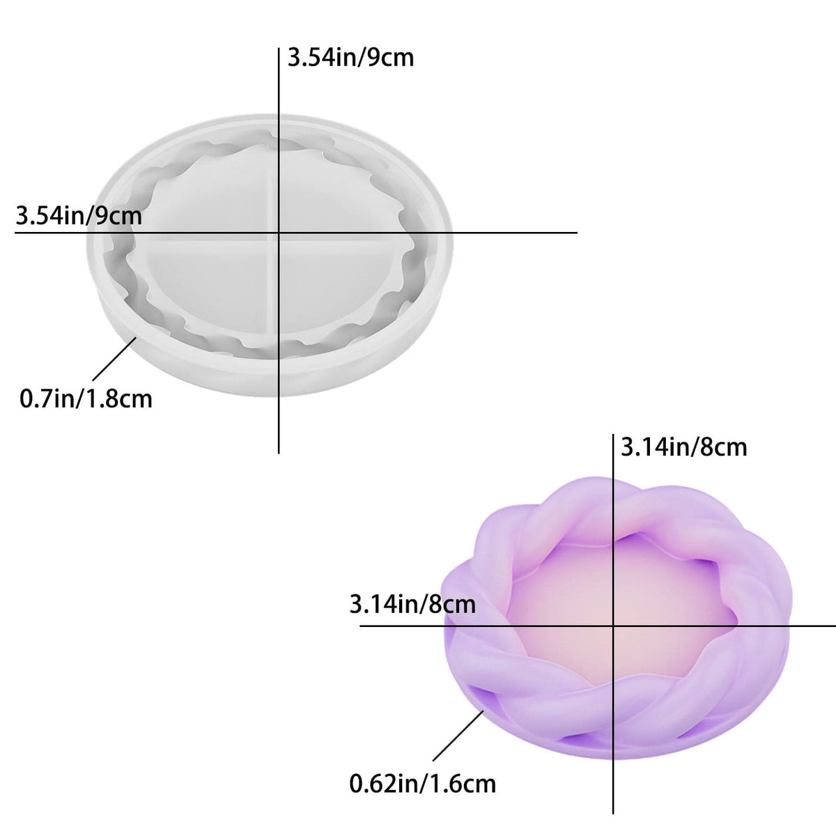 My Store Silicon Mould Small Round Twisted Plate Tray Mould