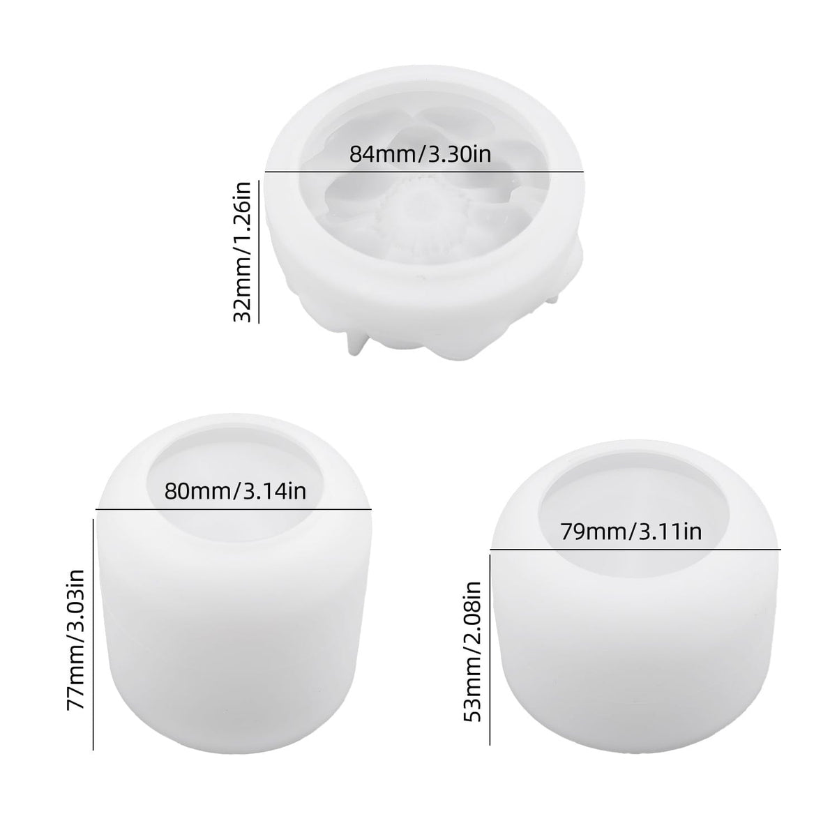 Round & Floral Pot Silicone Mould Set for Resin & Concrecast Art – 3 Designs SM1297