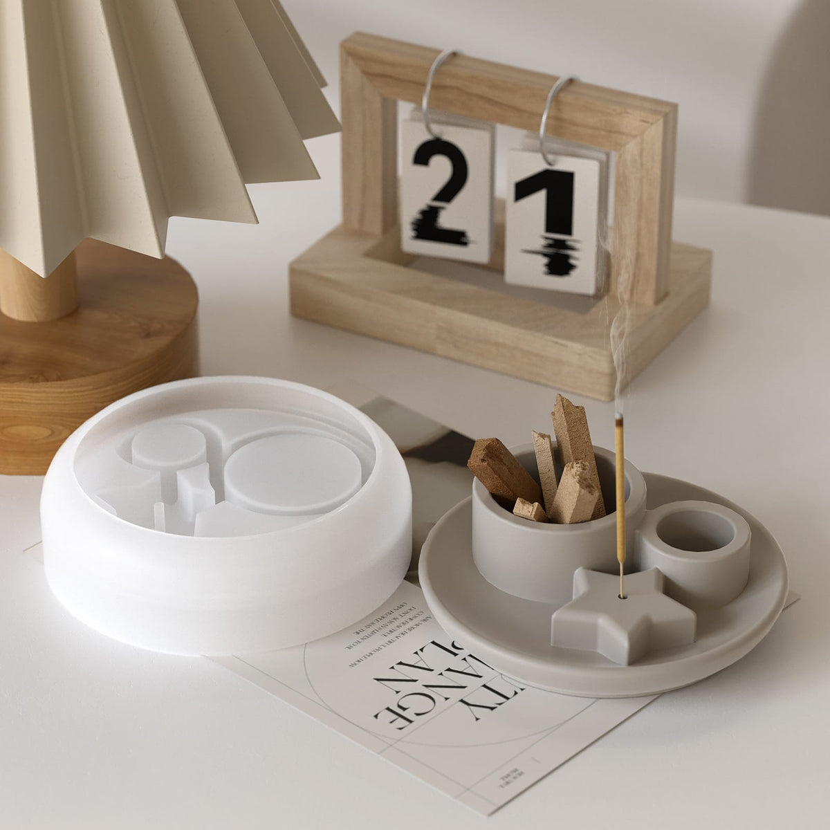 Moon and Star Incense Holder Silicone Mould for Resin & Concrecast Art SM1298