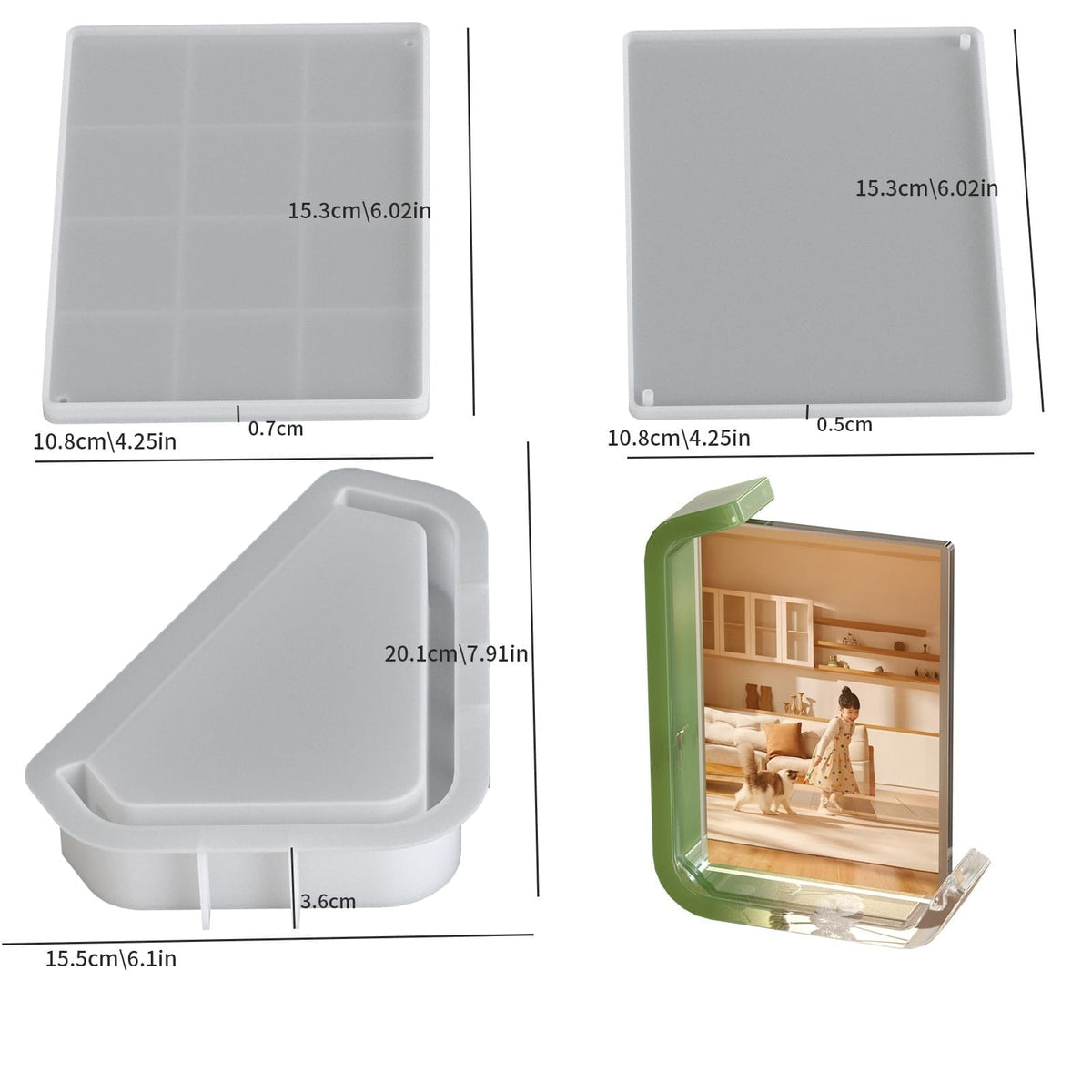 L Shape Photo Frame Stand Silicone Mould for Resin & Concrecast Art SM1391