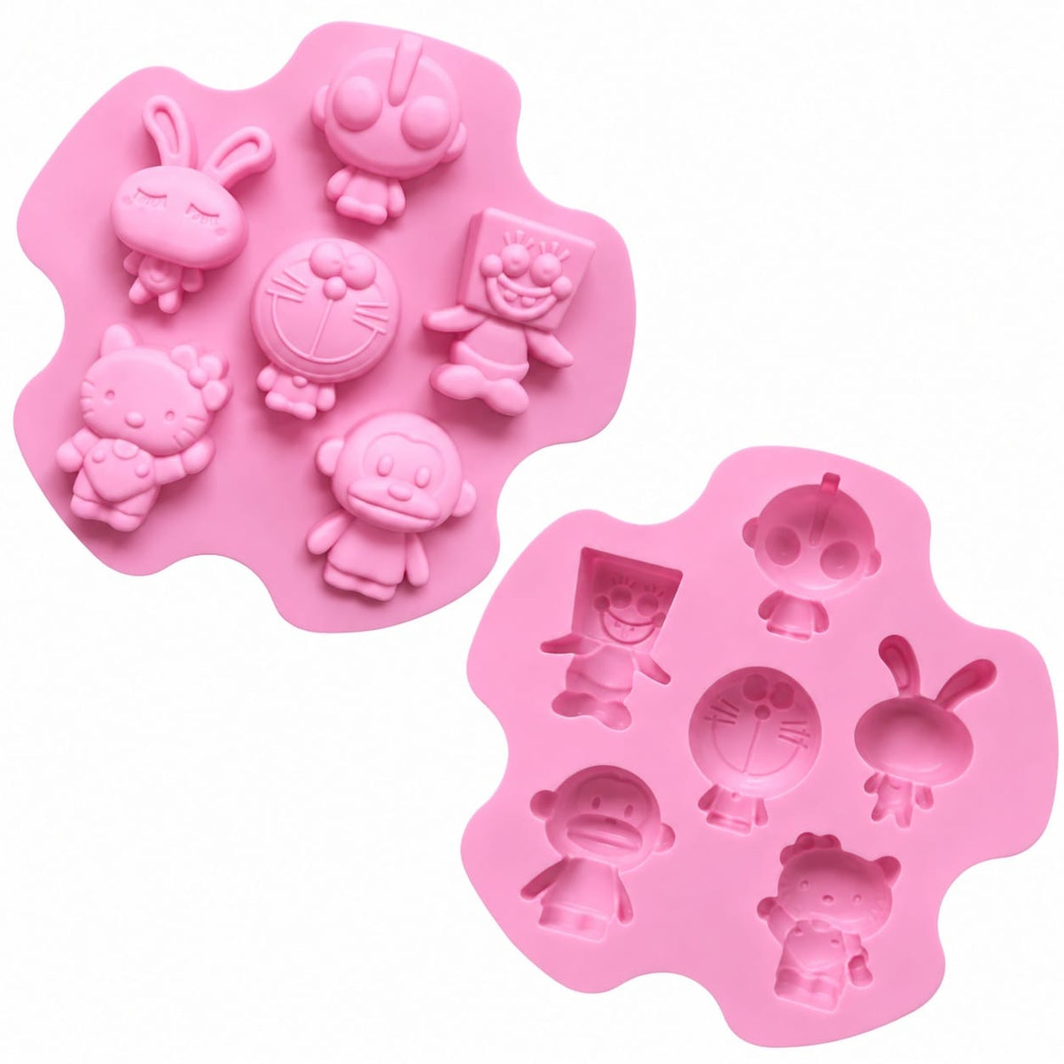 6-Cavity Cartoon Character Silicone Mould for Concrecast Art – 24 × 23.4 CM | Assorted Character Designs SM1496
