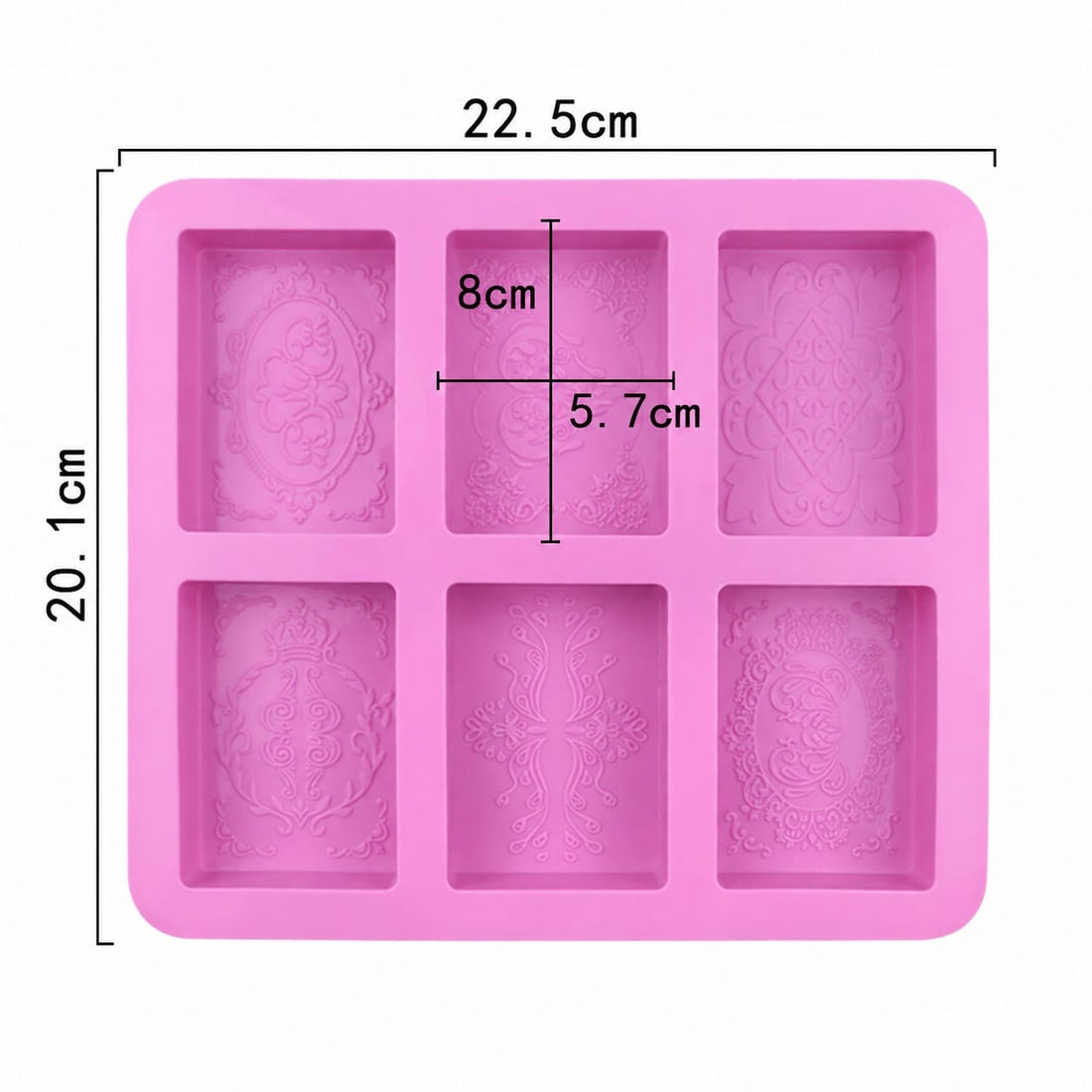 6-Cavity Decorative Rectangle Silicone Mould for Concrecast Art – 22.5 × 20.1 CM | Embossed Pattern Designs SM1499