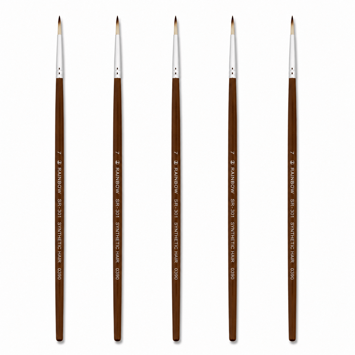 Rainbow India No. 7 Pointed Round Synthetic Hair Detail Paint Brush – Pack Of 5 Pieces