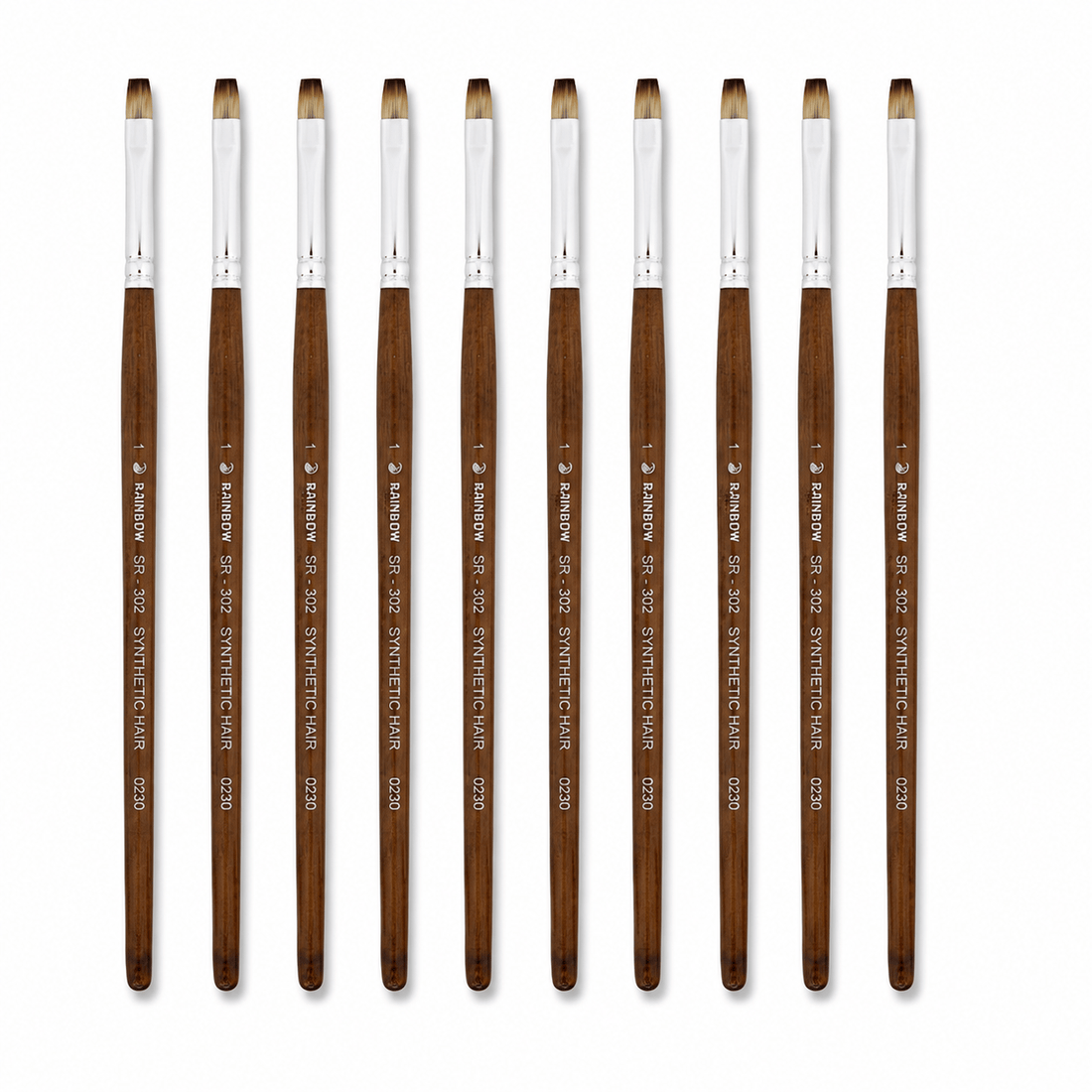 No. 1 Flat Synthetic Hair Paint Brush – Pack Of 10 Pieces SR30201