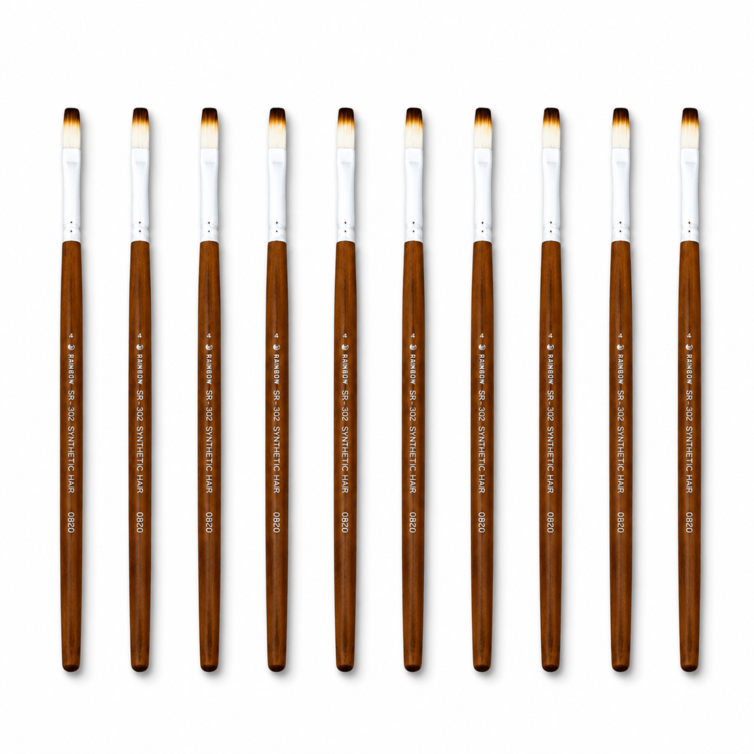 No. 4 Flat Synthetic Hair Paint Brush – Pack Of 10 Pieces SR30204