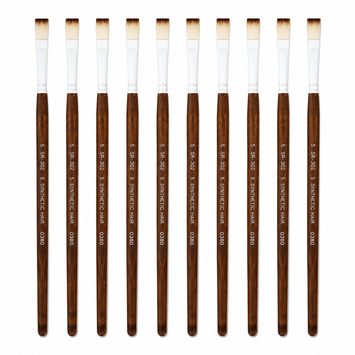 Rainbow India No. 5 Flat Synthetic Hair Paint Brush – Pack Of 10 Pieces
