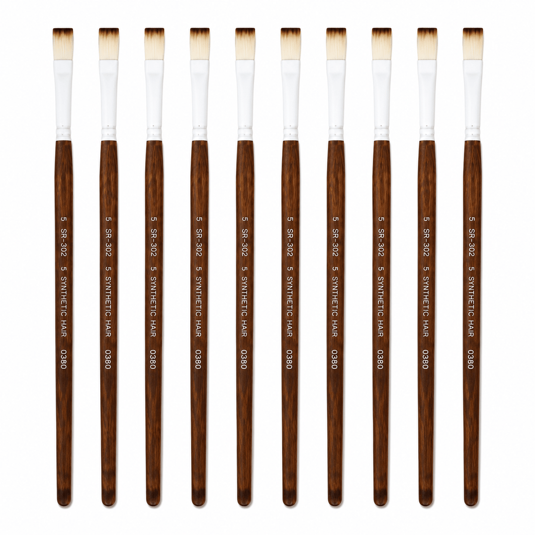 No. 5 Flat Synthetic Hair Paint Brush – Pack Of 10 Pieces SR30205