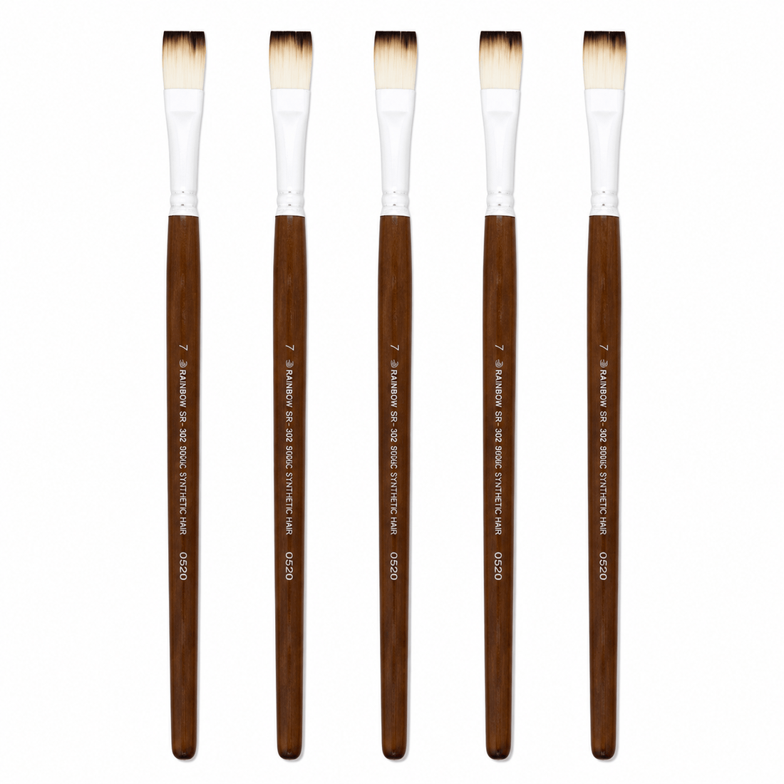 No. 7 Flat Synthetic Hair Paint Brush – Pack Of 5 Pieces SR30207