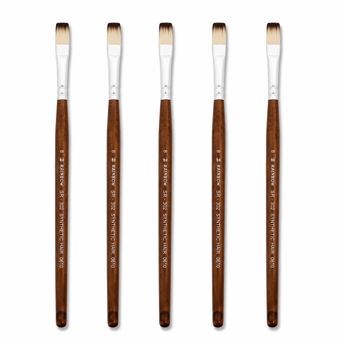No. 8 Flat Synthetic Hair Paint Brush – Pack Of 5 Pieces SR30208