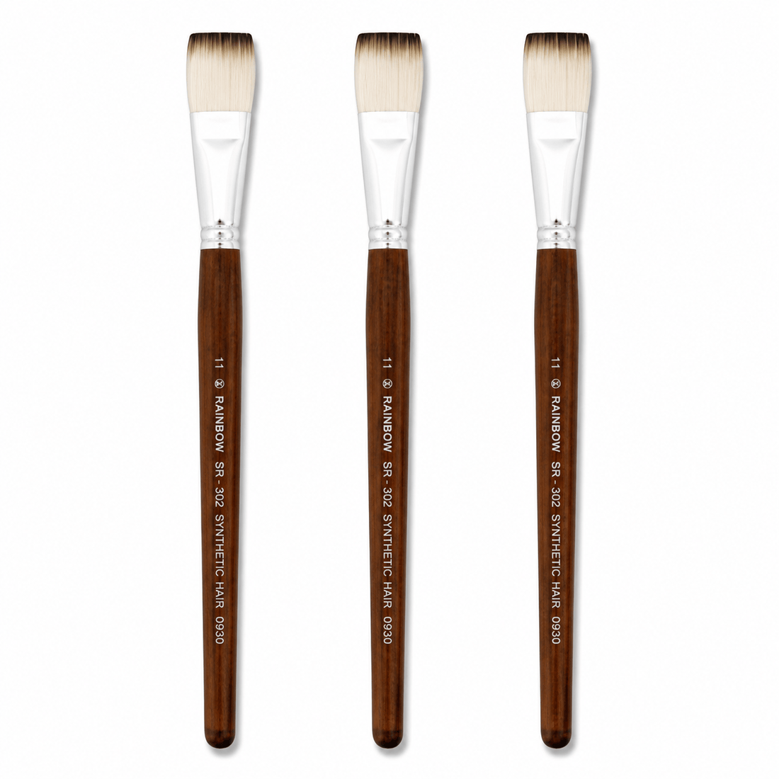 No. 11 Flat Synthetic Hair Paint Brush – Pack Of 3 Pieces SR30211
