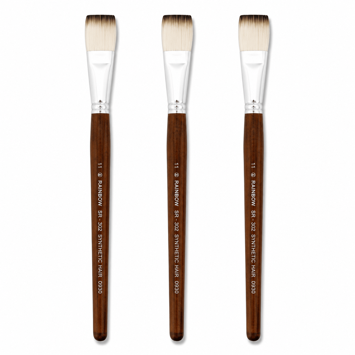 Rainbow India No. 11 Flat Synthetic Hair Paint Brush – Pack Of 3 Pieces