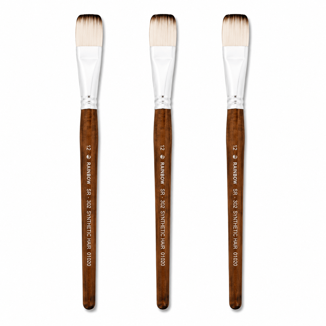 No. 12 Flat Synthetic Hair Paint Brush – Pack Of 3 Pieces SR30212