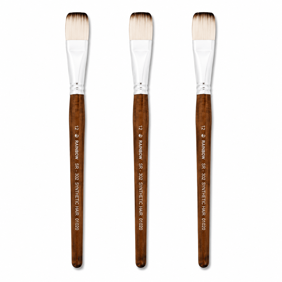 Rainbow India No. 12 Flat Synthetic Hair Paint Brush – Pack Of 3 Pieces