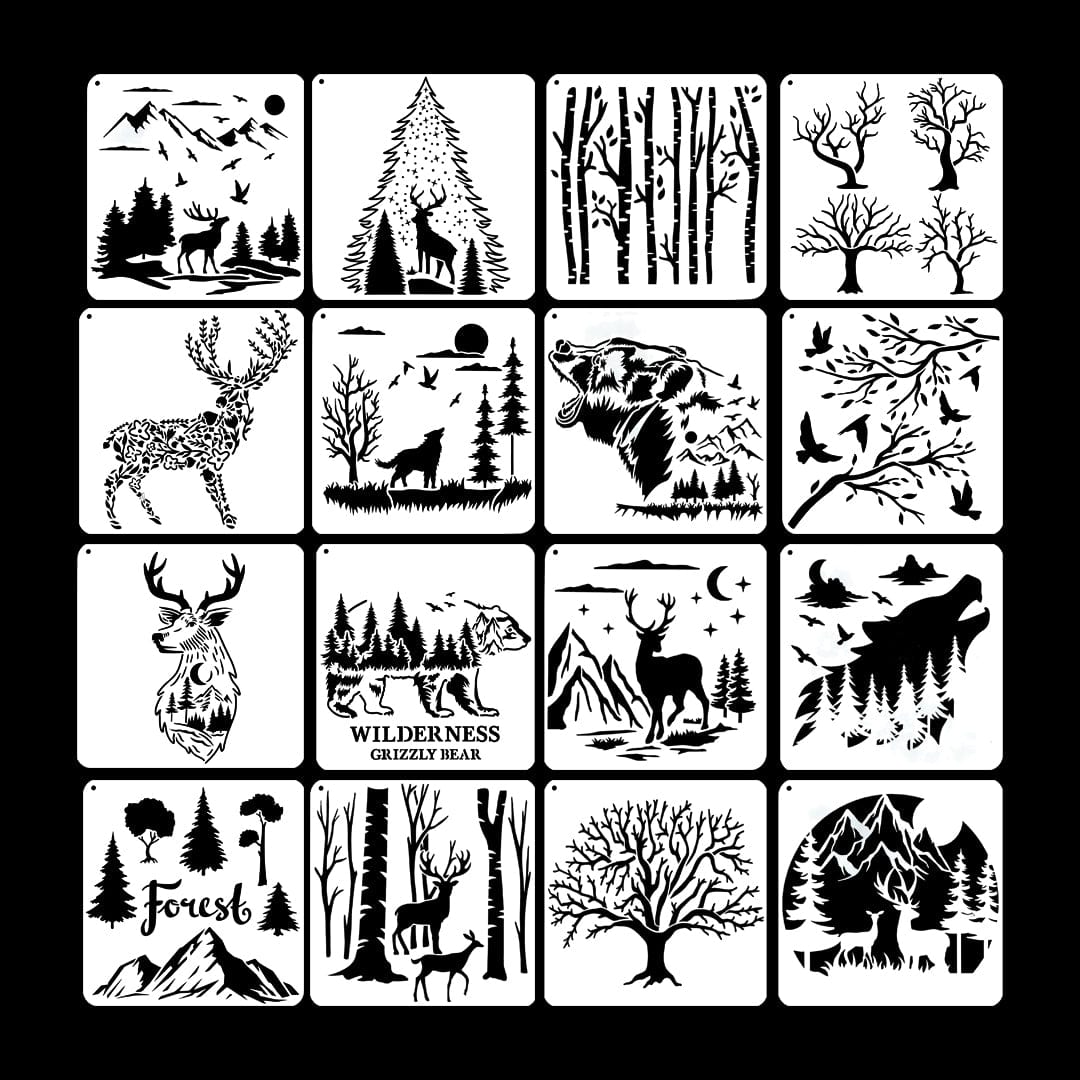 16 In 1 Forest Stencil Set STESET005