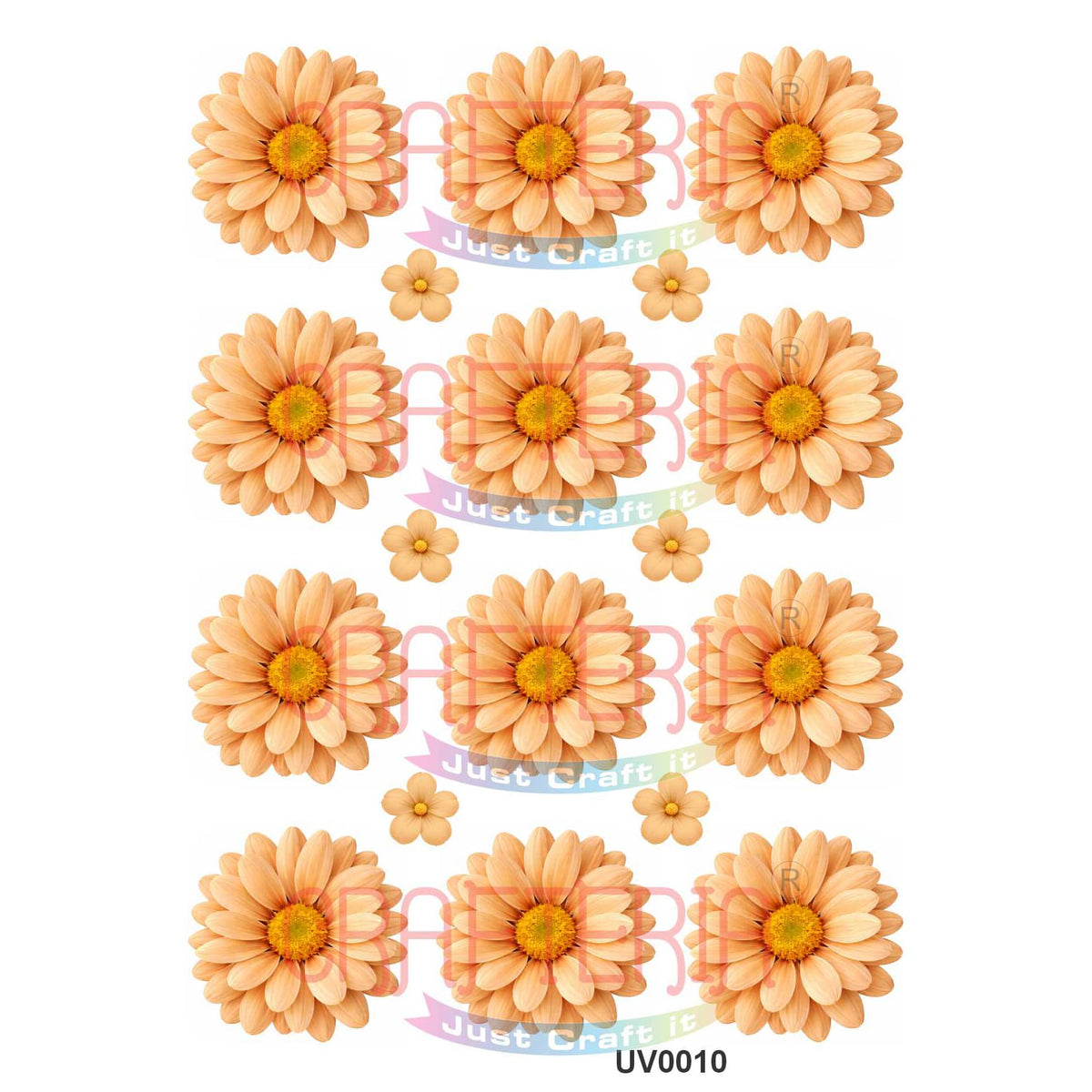 Crafteria Peach Daisy Flowers UV DTF Sticker