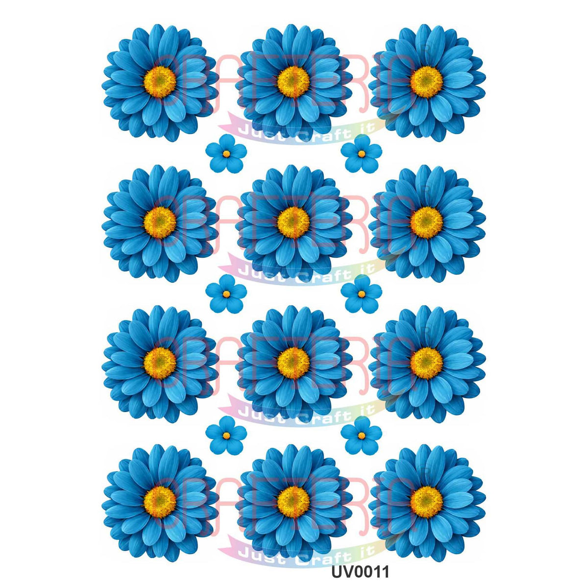 Crafteria Blue Daisy Flowers UV DTF Sticker