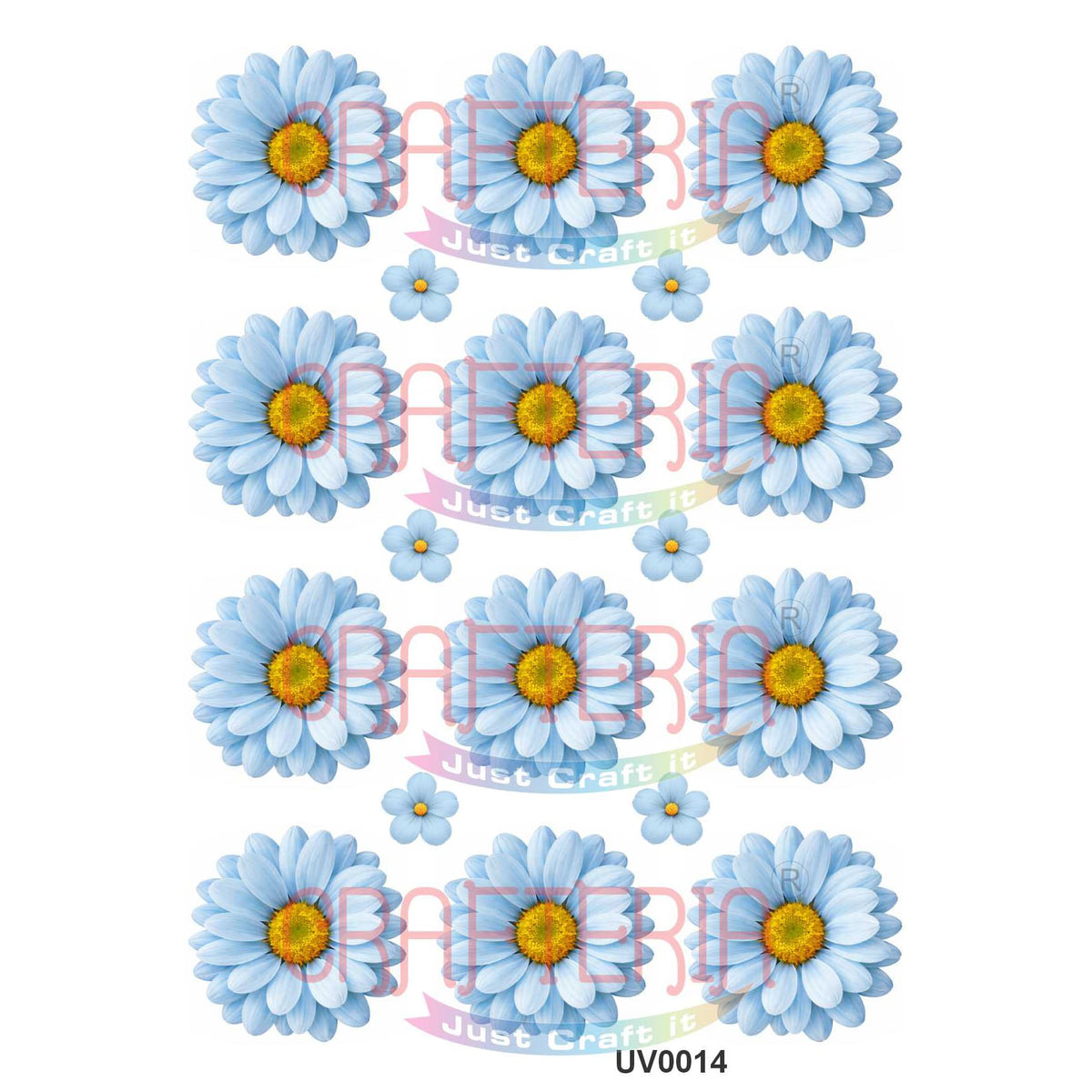 Crafteria L.Blue Daisy Flowers UV DTF Sticker