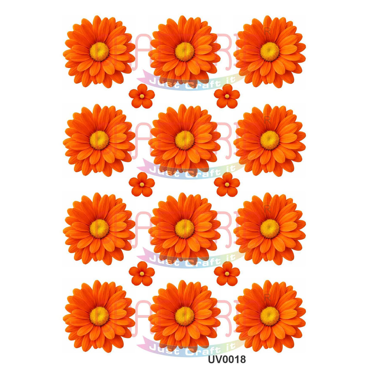 Crafteria Orange Daisy Flowers UV DTF Sticker