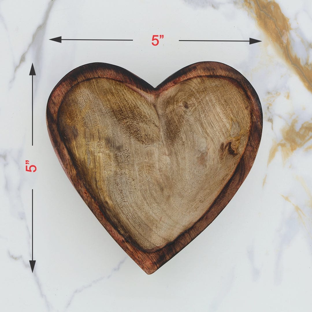 5 X 5  (Approx)Wooden Candle Heart Bowl WB002