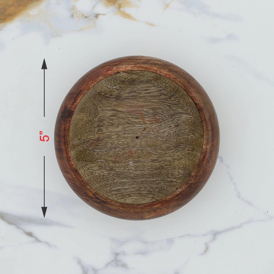 5" (Approx) Wooden Candle Round Curve Bowl WB009