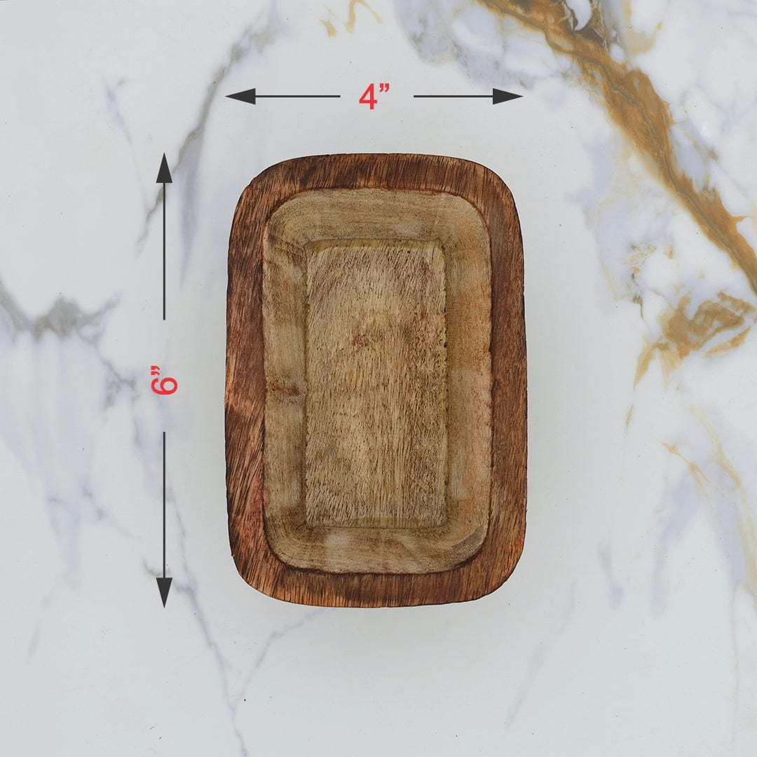 6 X 4 (Approx) Wooden Candle Rectangle Boat Bowl WB014