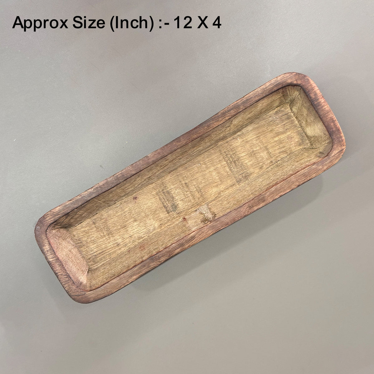 12 X 4 (Approx) Wooden Candle Rectangle Boat Bowl WB017