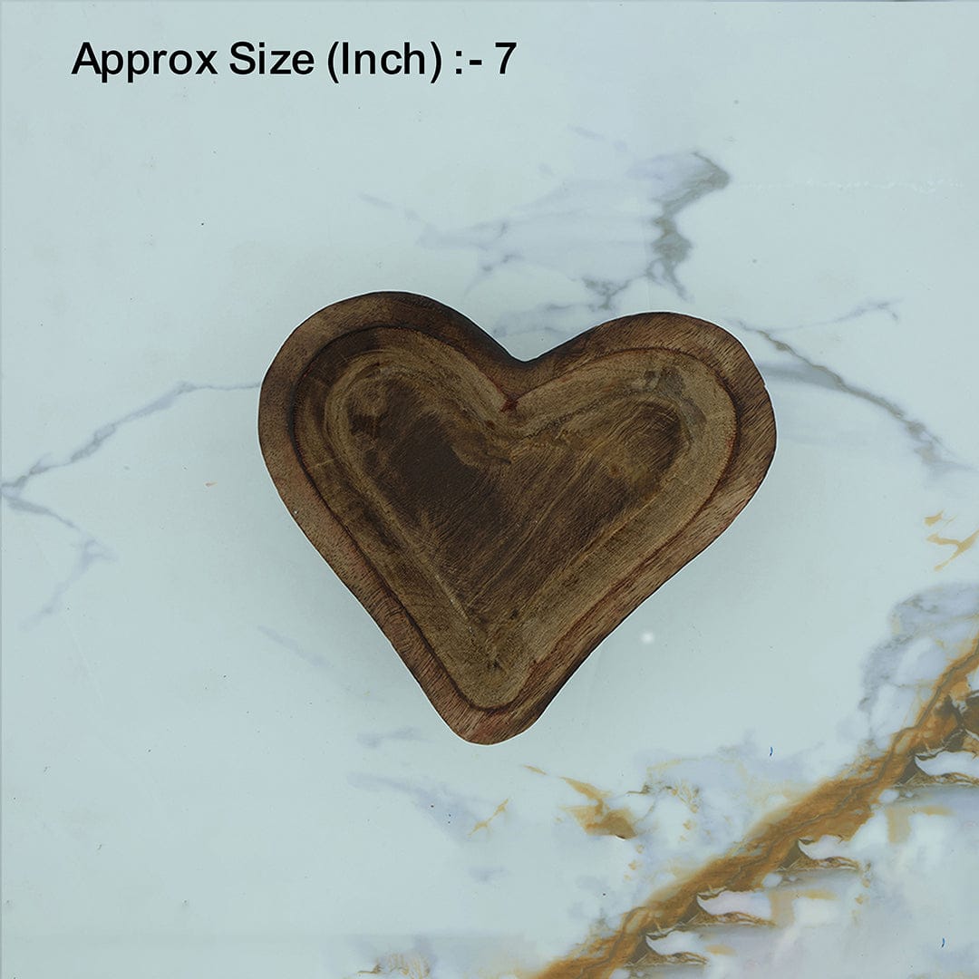 Wooden Candle Heart Boat Bowl WB023 7 X 7