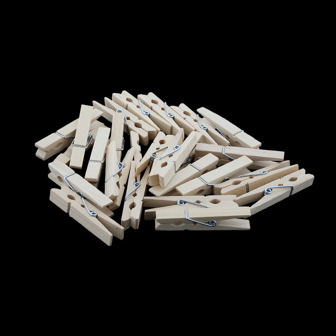 3.5Cm 20pcs Natural Wooden Clip With 2mtrs Jute Dori WC053
