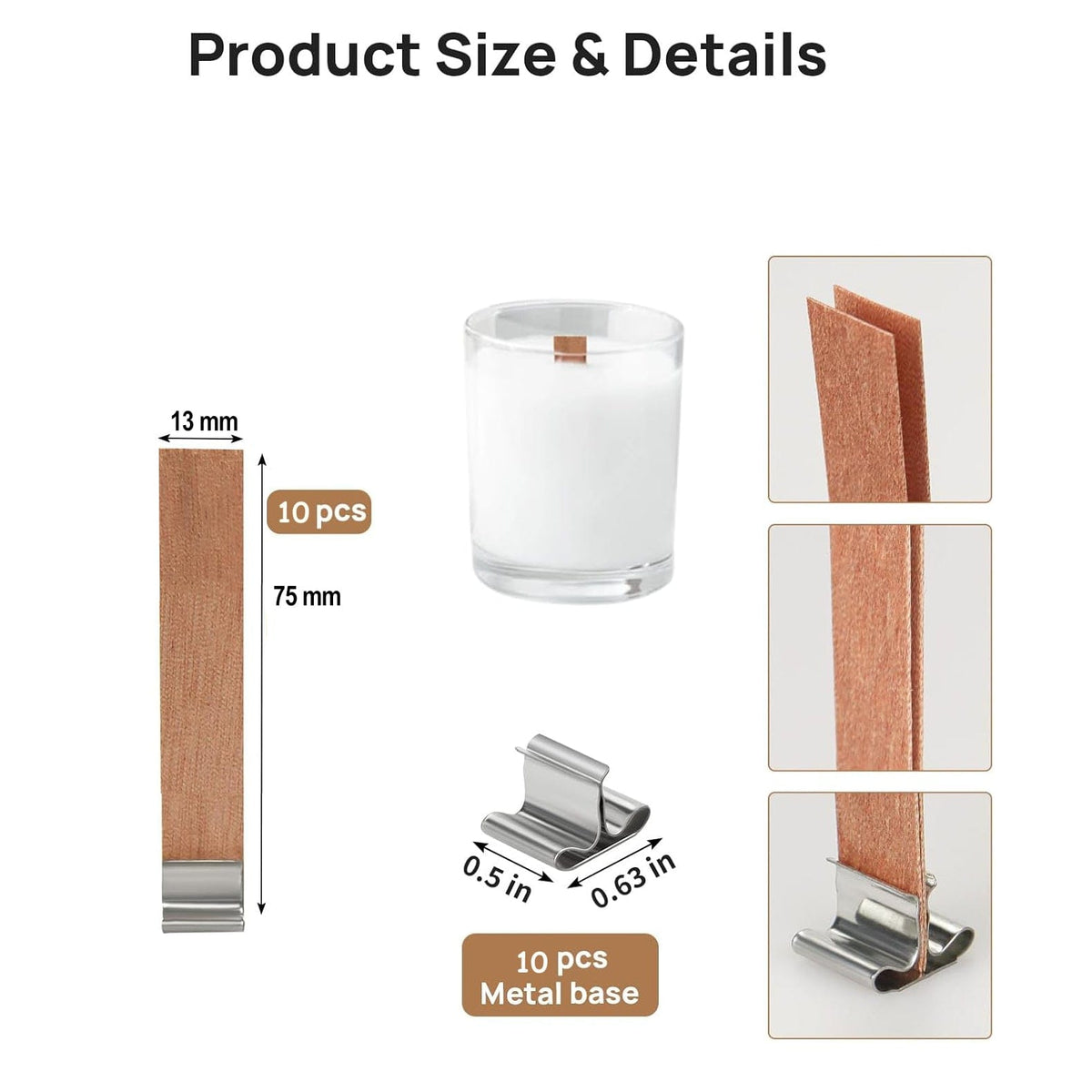 Wooden Wick 1mm Thick With Metal Holder (1.3 X 7.5) (10Set/Pkt)