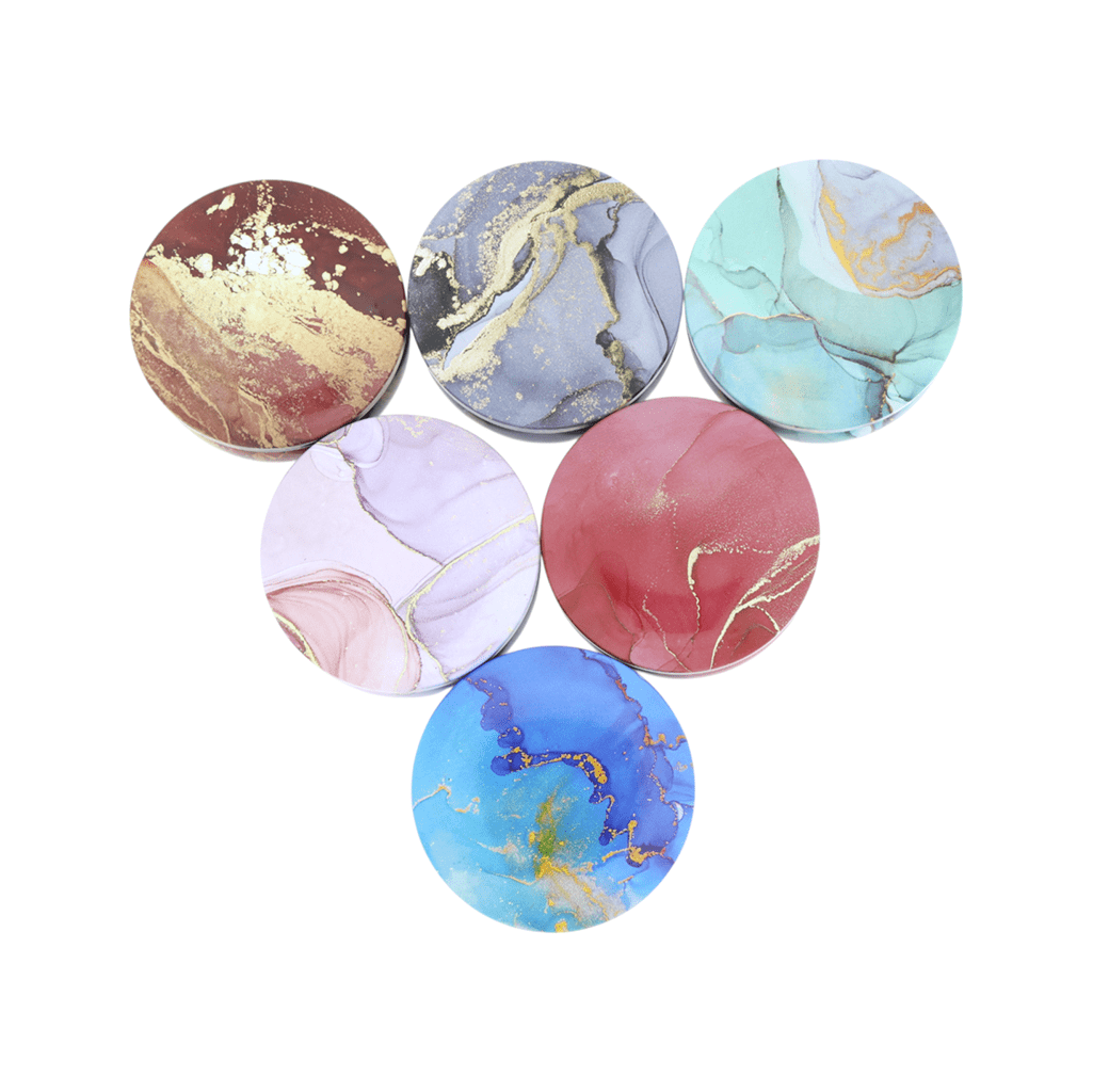 6 Pcs Marble Pattem Tin Jar WX301