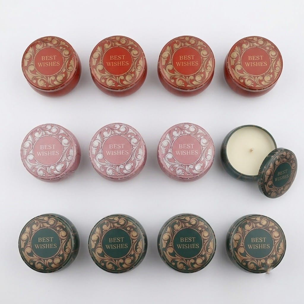 12 Pcs Round Best Wishes Tin Jar WX317