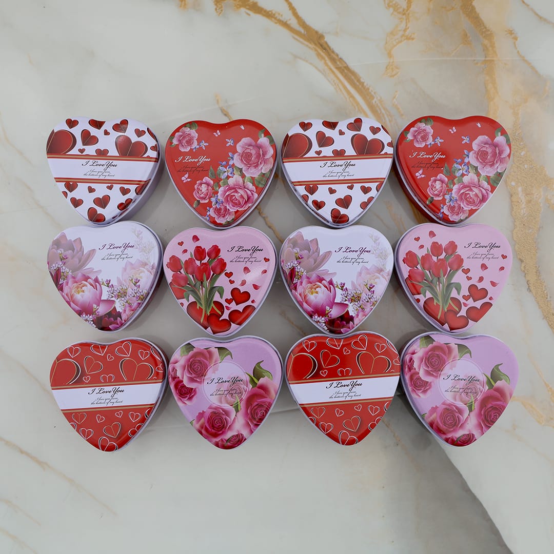 12 Pcs Heart Shape Love Message Tin Jar WX318