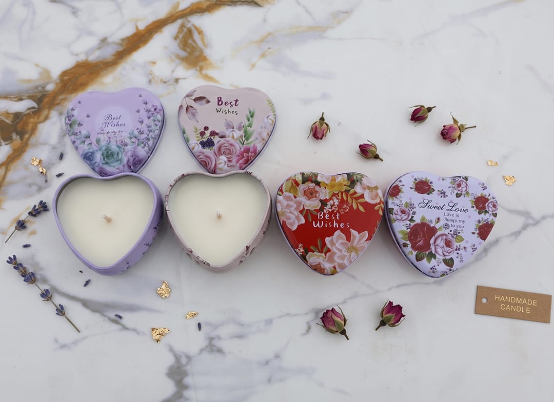 12 Pcs Heart Shape Love & Best Wishes Tin Jar WX321