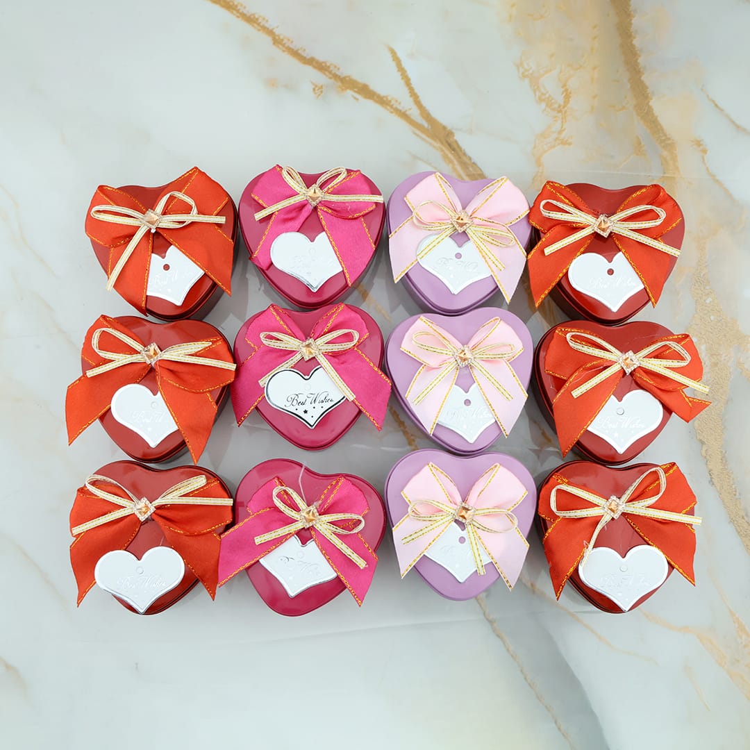 12 Pcs Heart Shape Best Wishes Tin Jar WX323