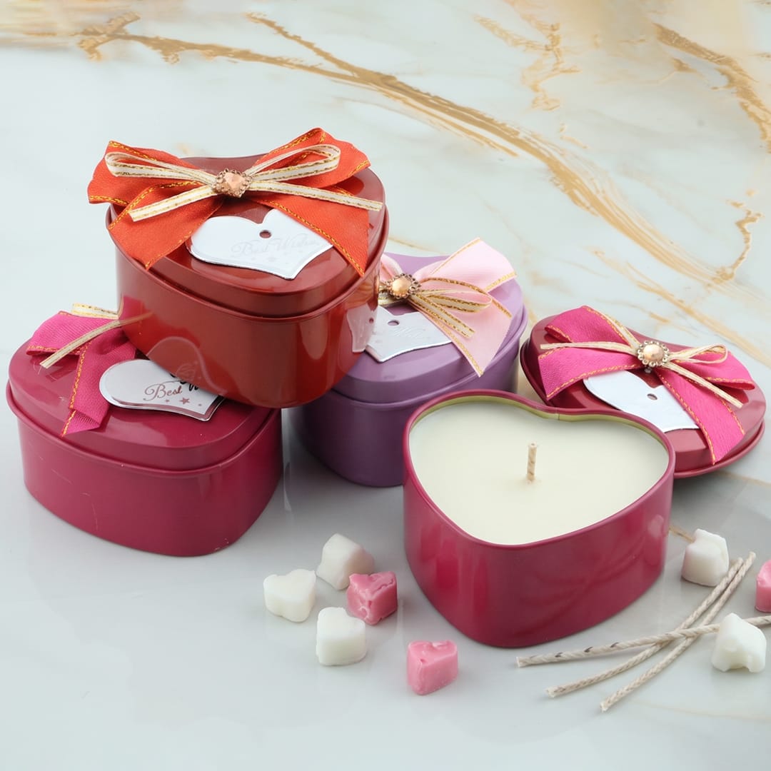 12 Pcs Heart Shape Best Wishes Tin Jar WX323