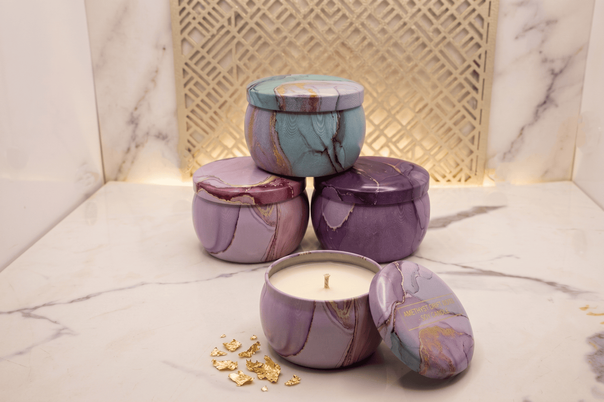 12 pcs Marble Tin Jar WX324