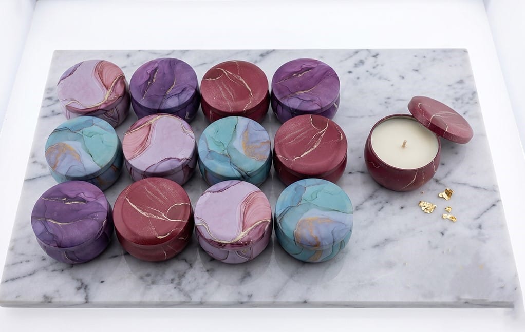 12 pcs Marble Tin Jar WX324